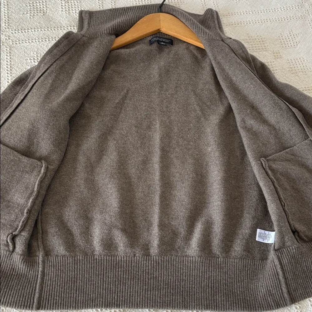 Banana Republic Modern Tipped Standing Collar Merino Wool Full‎ Zip Up Sweater S